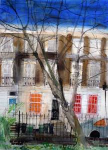 December-Morning,-Granville-Square,-London-PQRWS-70x50cm-watercolour-2014a