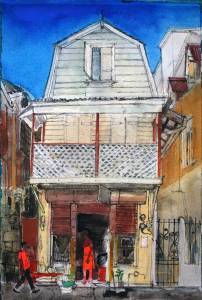 Shop,-Roseau,-Dominica,-West-Indies-Peter-Quinn-RWS-watercolour-2015webv