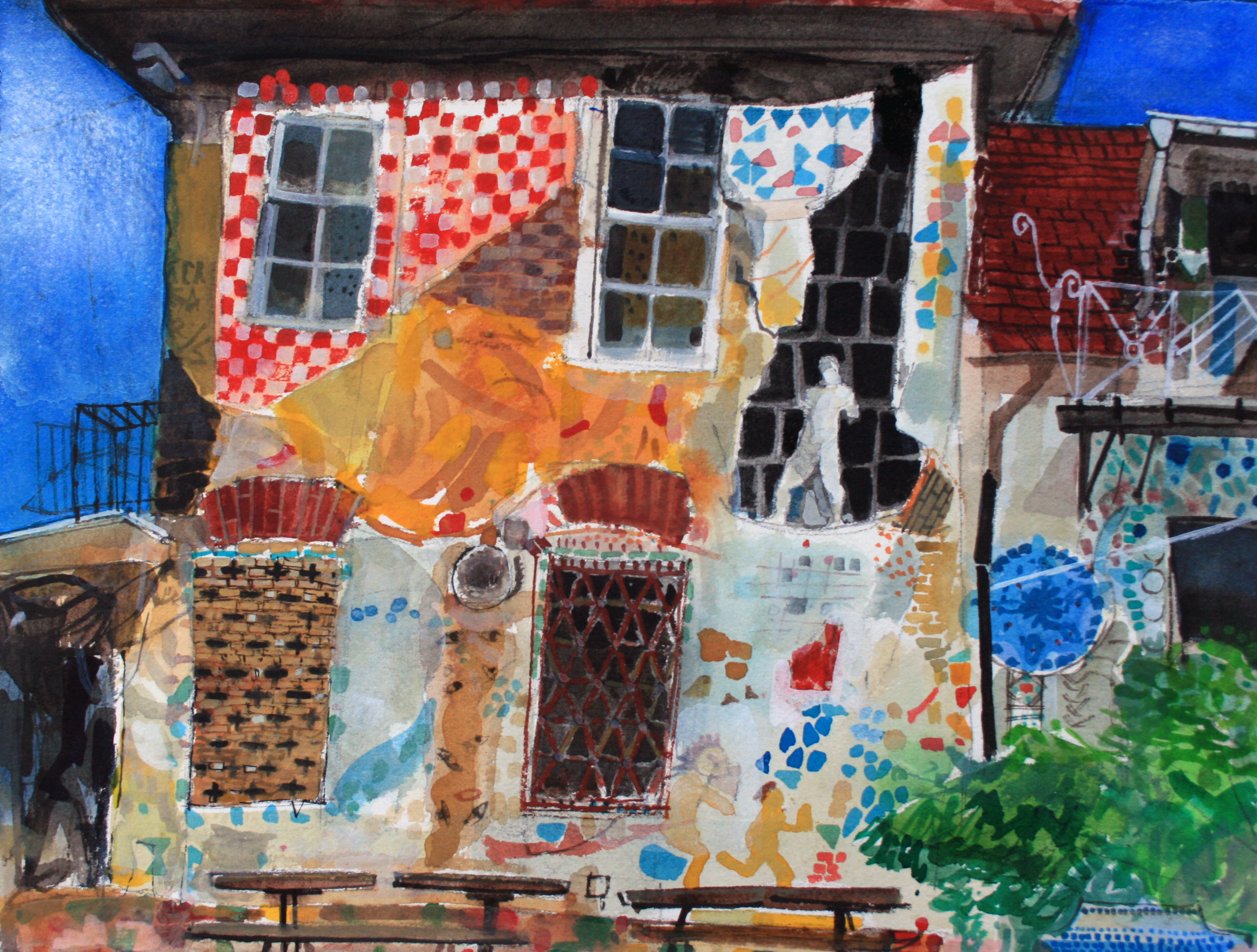 In Metelkova, Mesto, Ljubljana, Slovenia PQuinn RWS watercolour 2018 45x57cm